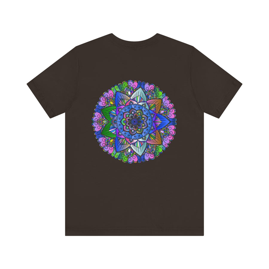 Colorful and intricate mandala design T-shirt promoting spiritual peace and tranquility