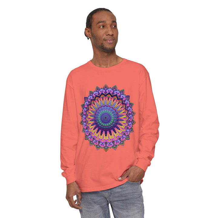 Intricate Mandala Unisex Long Sleeve T-Shirt featuring a beautiful and detailed mandala design