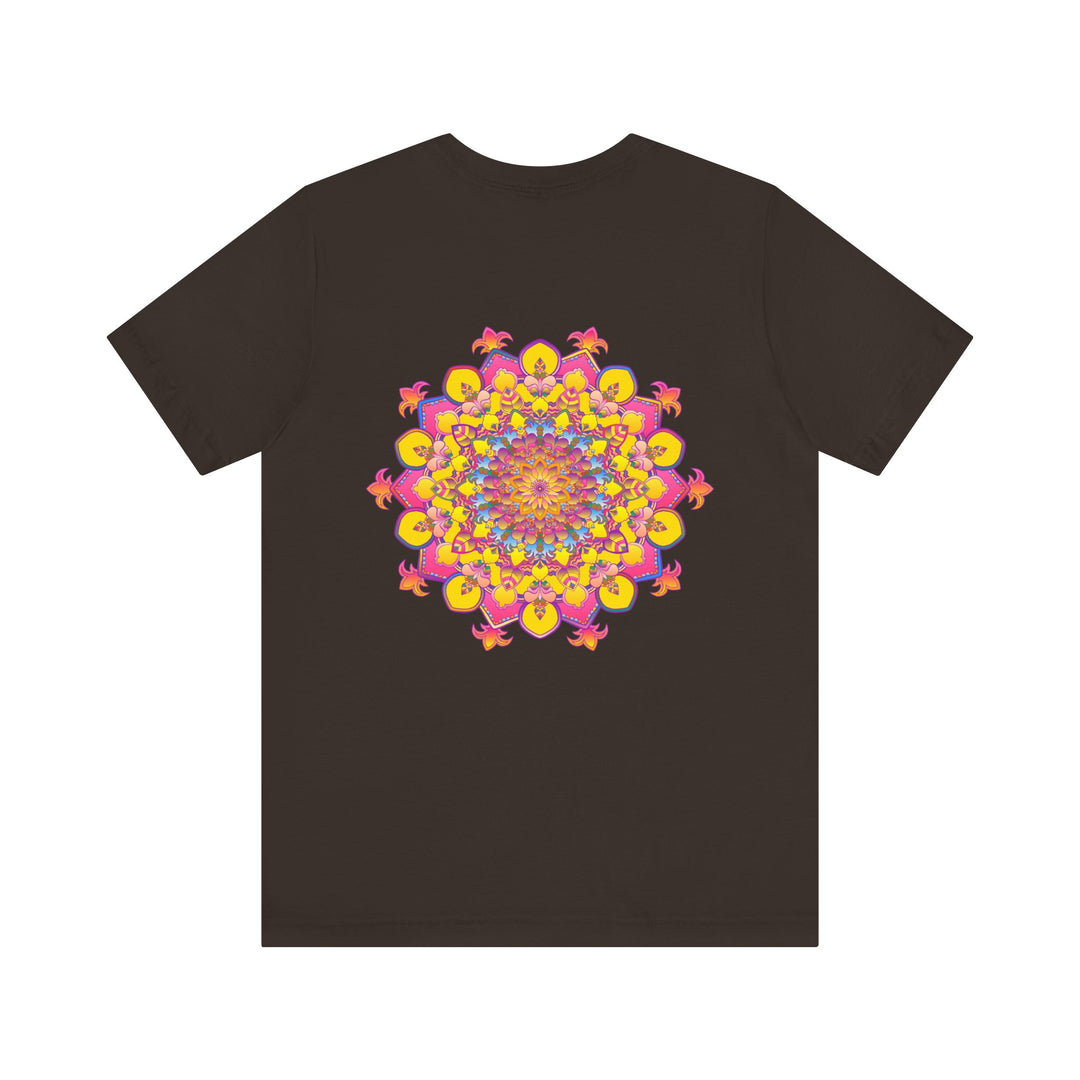 Vibrant mandala tee featuring intricate design symbolizing spiritual peace and harmony