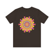 Vibrant mandala tee featuring intricate design symbolizing spiritual peace and harmony