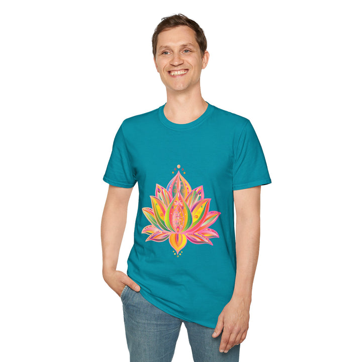 Lotus Mandala Unisex T-Shirt featuring a hand-drawn unique design by Blululi