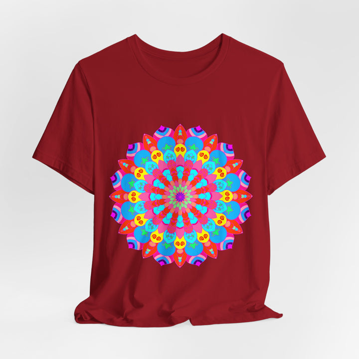 Vibrant and intricate mandala design on a t-shirt with psychedelic art