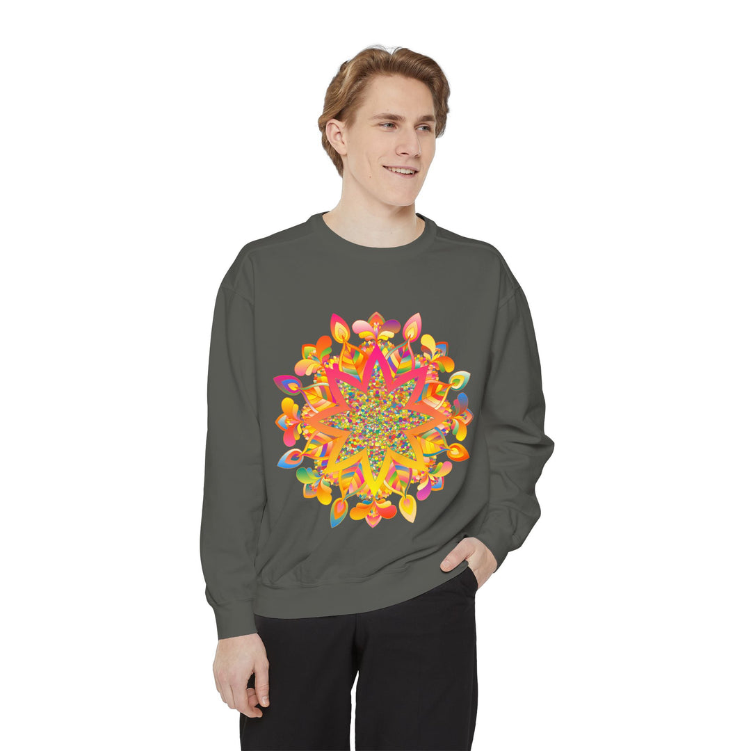 Colorful Mandala Sweatshirt with intricate design and comfortable fit for women