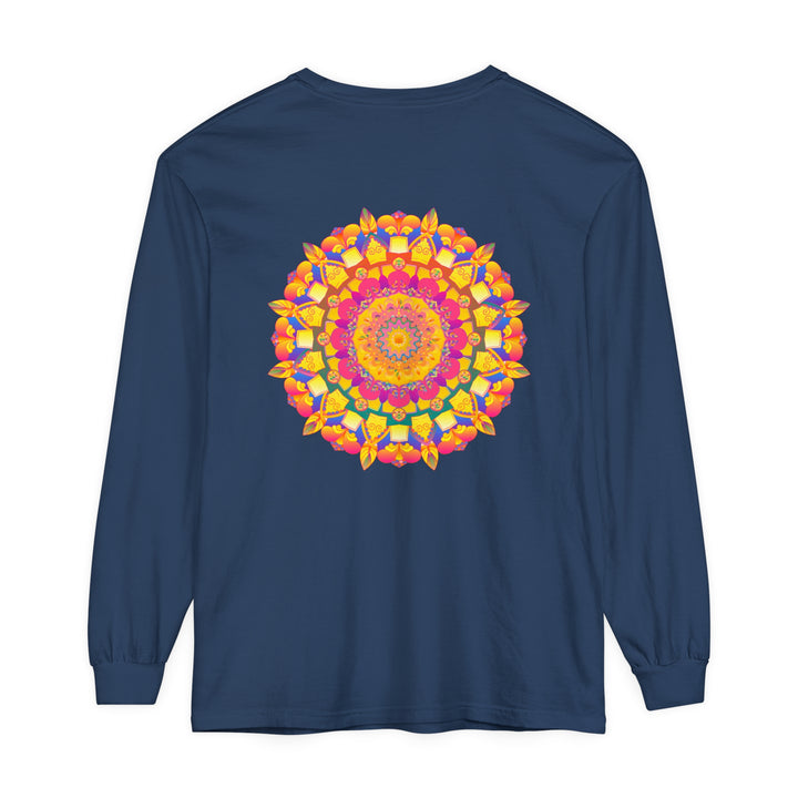 Colorful Mandala Long Sleeve T-Shirt featuring vibrant psychedelic art design