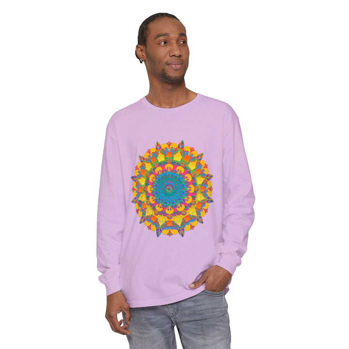 Colorful mandala design long sleeve t-shirt for both men and women