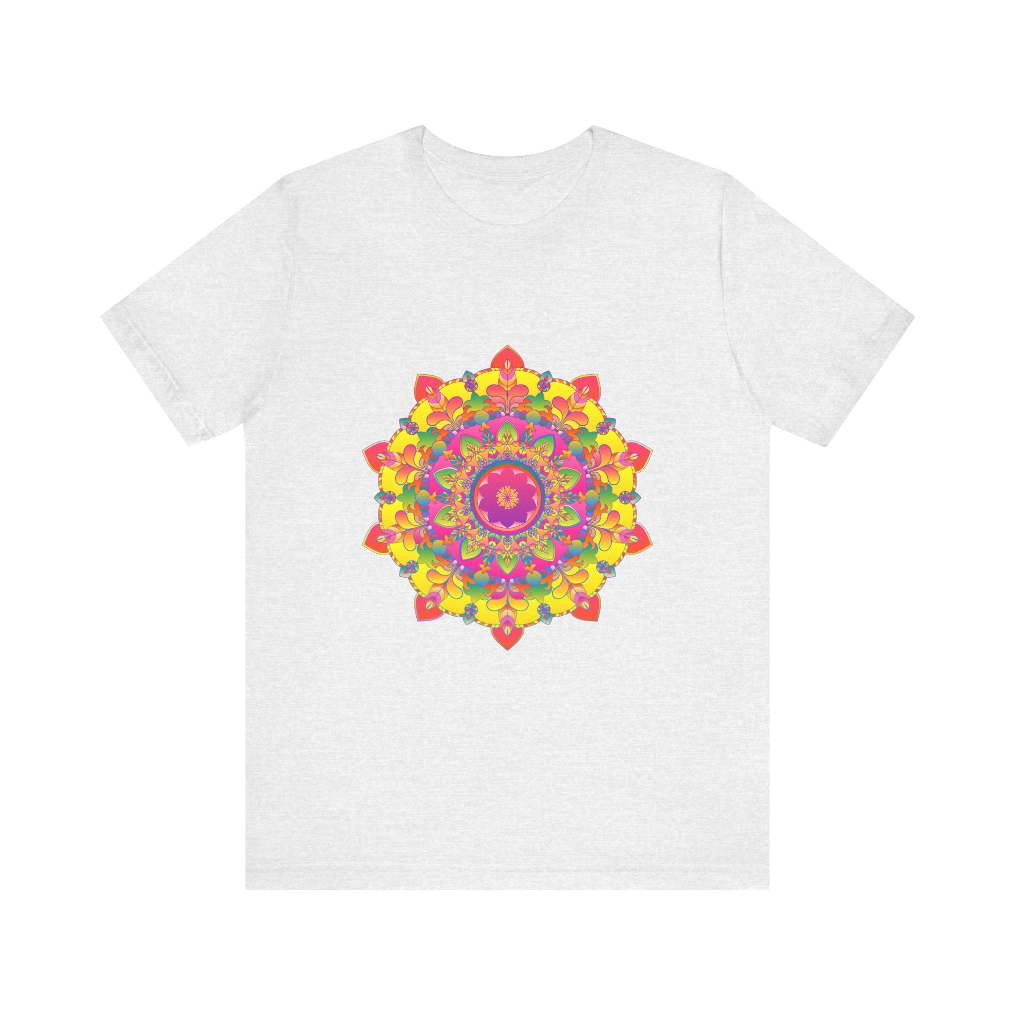 Vibrant Mandala Tee with Colorful Floral Design, Perfect for Adding a Pop of Color to Your Wardrobe