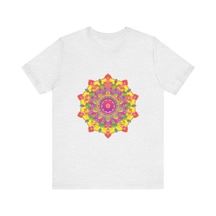 Vibrant Mandala Tee with Colorful Floral Design, Perfect for Adding a Pop of Color to Your Wardrobe