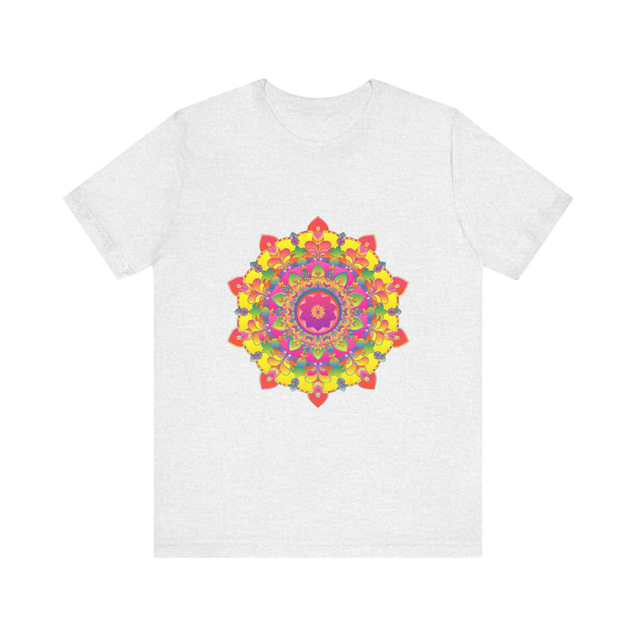 Vibrant Mandala Tee with Colorful Floral Design, Perfect for Adding a Pop of Color to Your Wardrobe