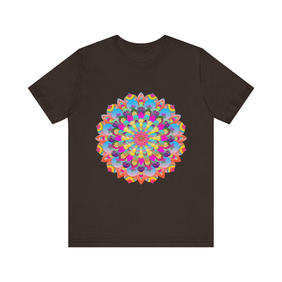 Beautifully vibrant and intricately detailed mandala flower t-shirt with psychedelic art design