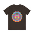 Beautifully vibrant and intricately detailed mandala flower t-shirt with psychedelic art design