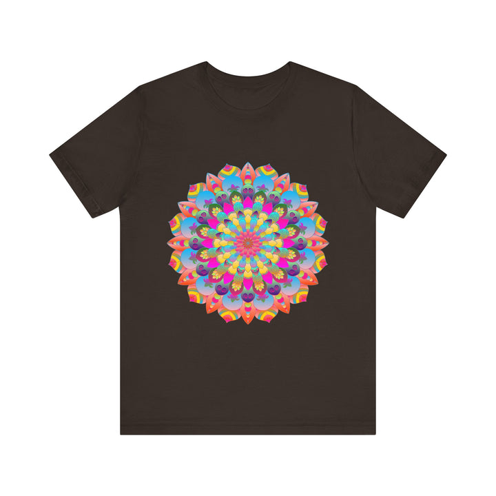 Beautifully vibrant and intricately detailed mandala flower t-shirt with psychedelic art design