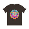 Beautifully vibrant and intricately detailed mandala flower t-shirt with psychedelic art design