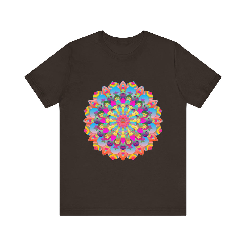 Beautifully vibrant and intricately detailed mandala flower t-shirt with psychedelic art design