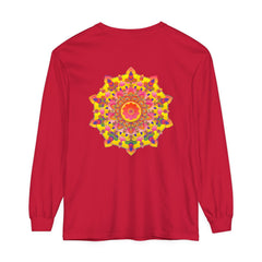 Colorful and intricate mandala design on long sleeve unisex t-shirt