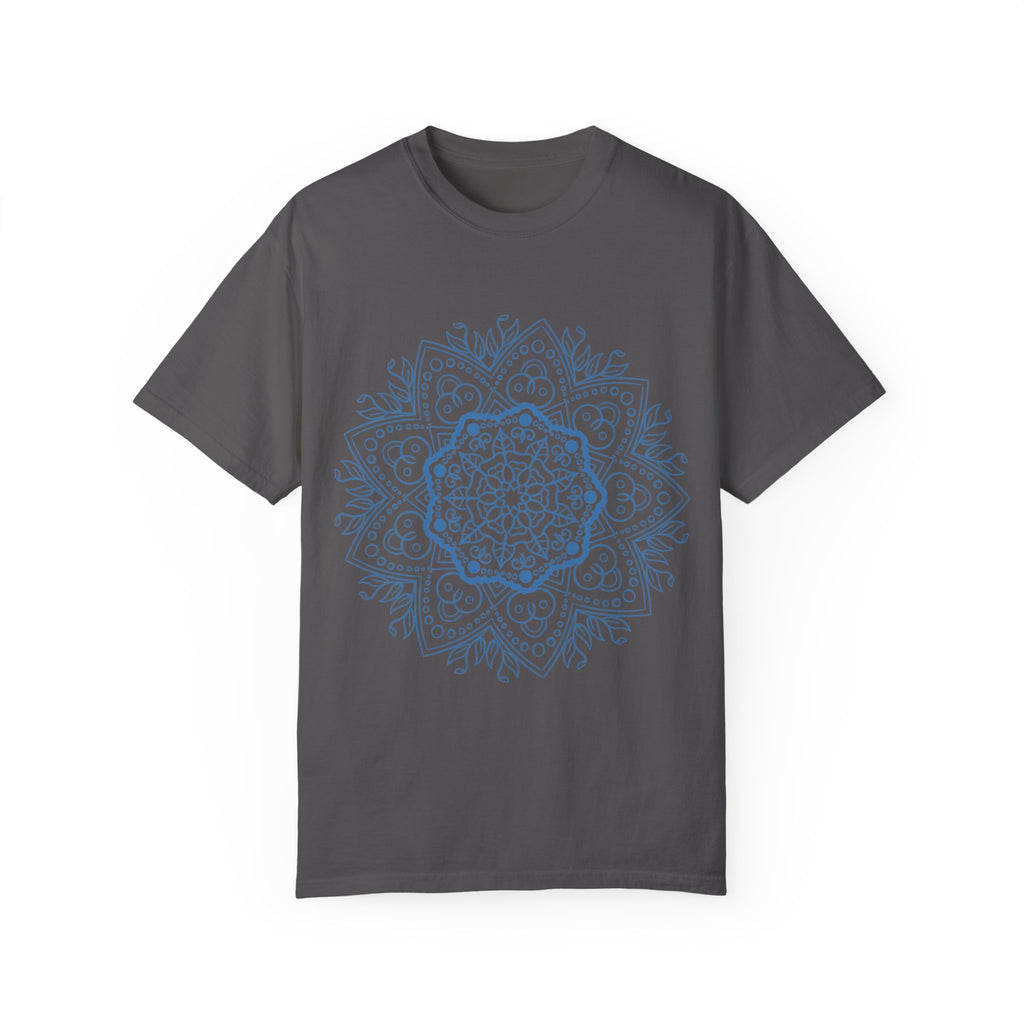 Handmade Mandala Art Tshirt - Unisex Garment-Dyed Tee featuring intricate, handcrafted mandala design on comfortable, high-quality garment-dyed fabric