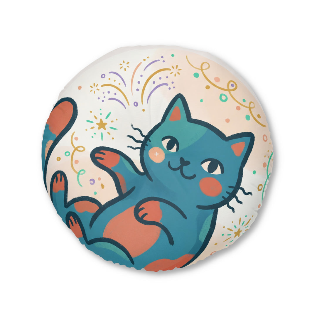 Gemütliches Boho-Neujahrs-Katzen-Bodenkissen