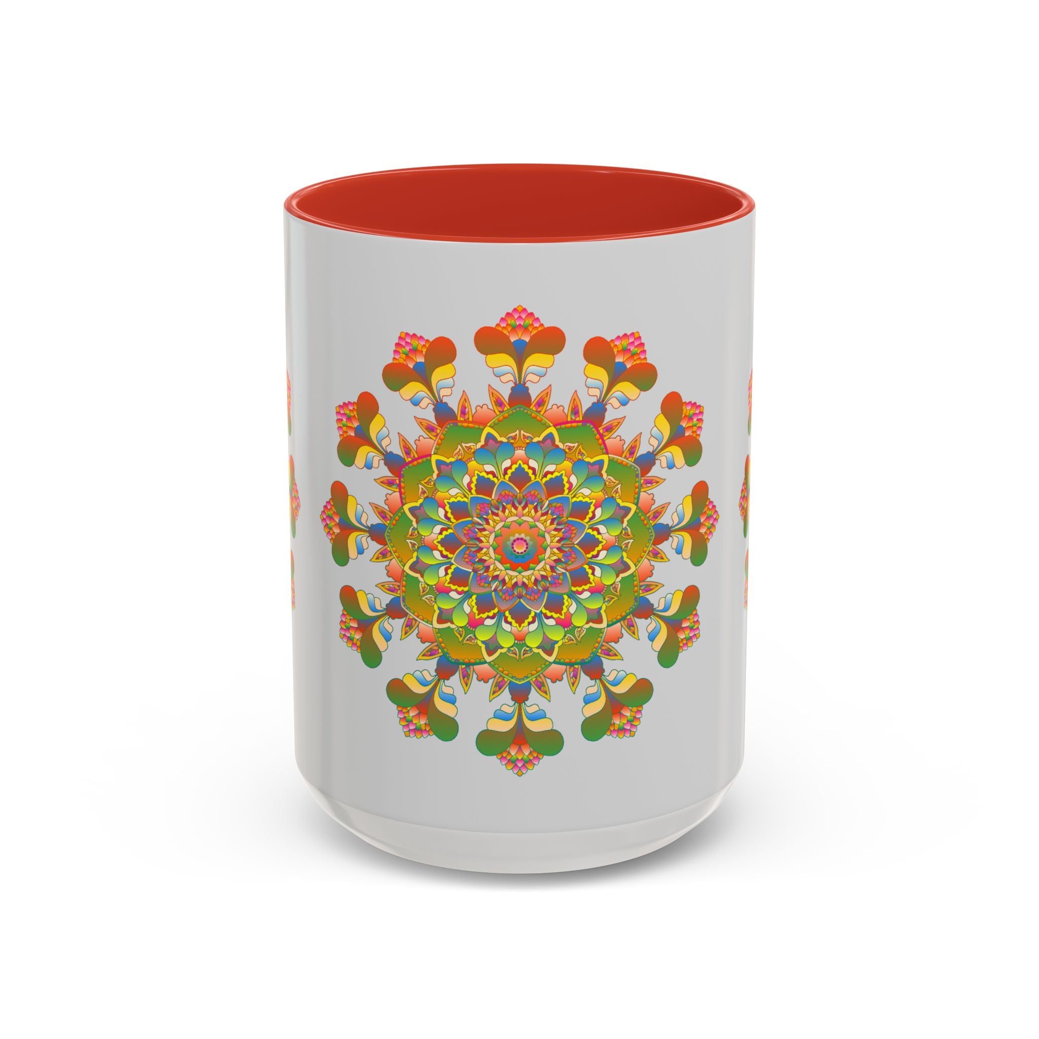 Colorful and intricate design of a mandala art mug, perfect for sipping your favorite hot beverages in style