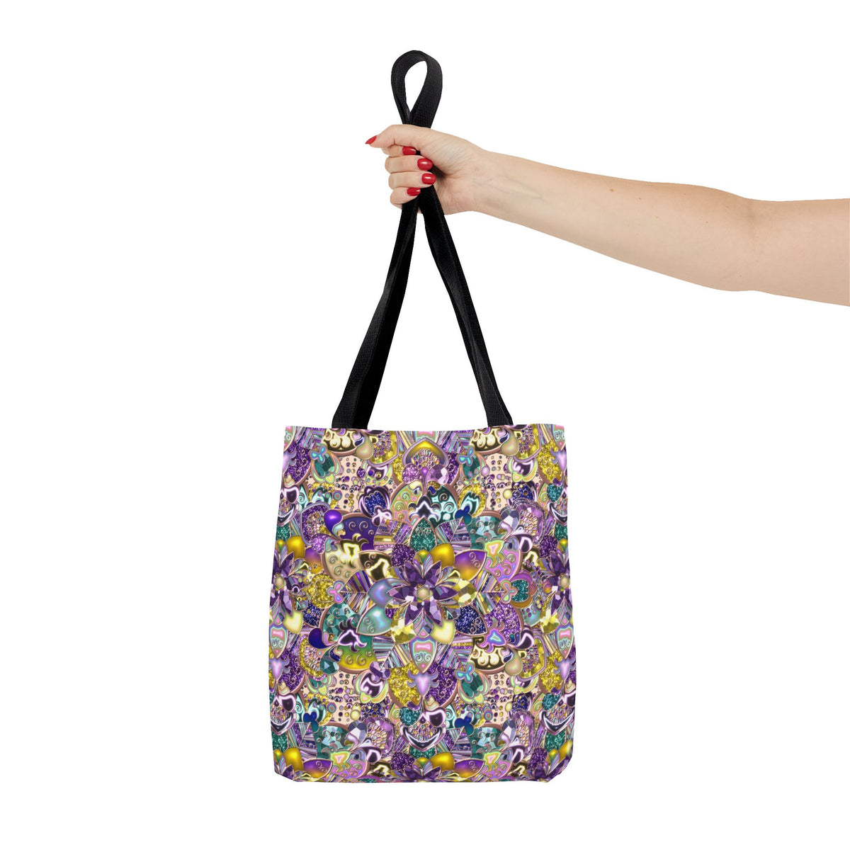 Colorful Purple Floral Pattern Tote Bag