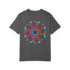 Unisex Mandala T-Shirt featuring intricate hand-drawn mandala art, made of 100% ring-spun cotton and garment-dyed for extra comfort