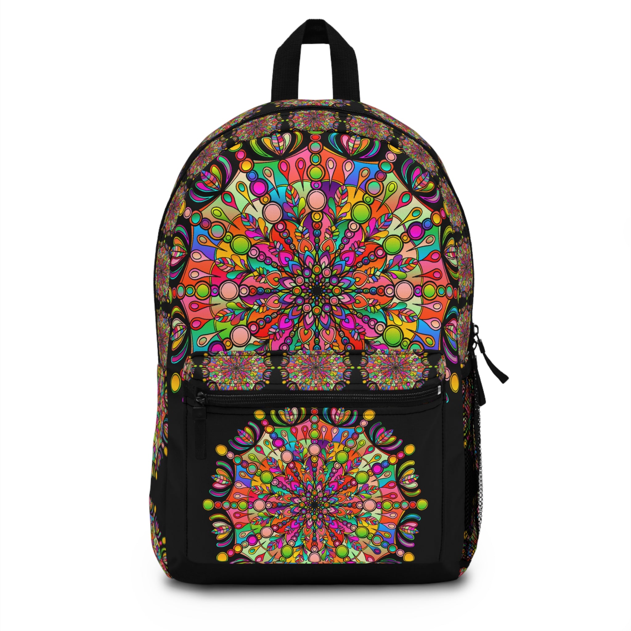 Vibrant Mandala Backpack - Colorful Boho Design for School or Travel