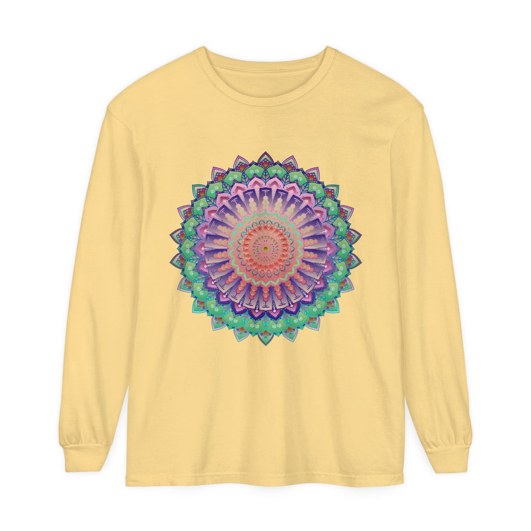 Colorful and intricate mandala design long sleeve t-shirt for both men and women