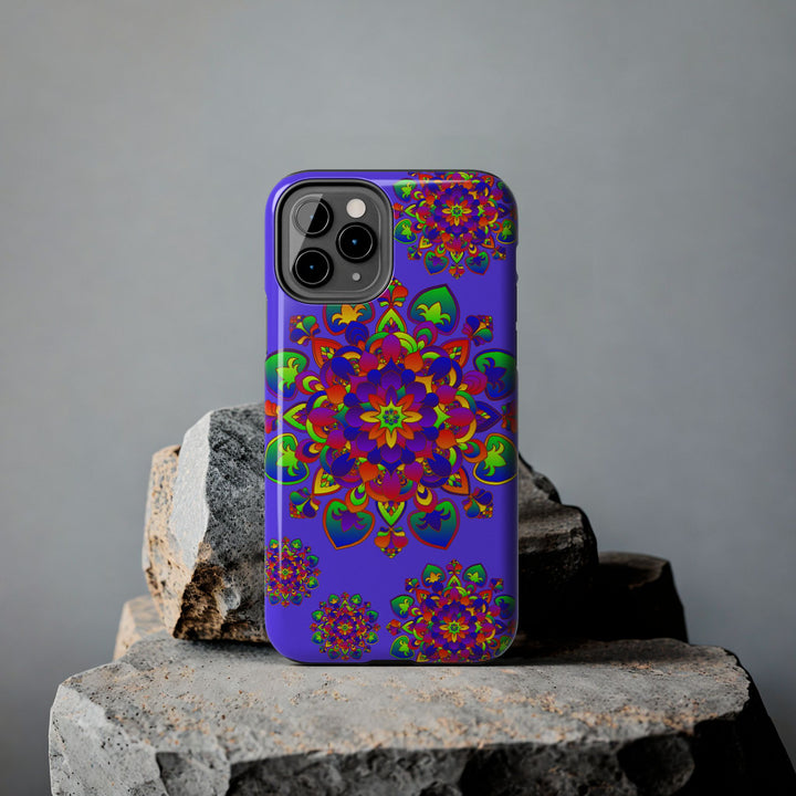 Colorful hand-drawn mandala rainbow design phone case for stylish protection