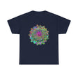 Intricate mandala pattern printed on soft heavy cotton tshirt