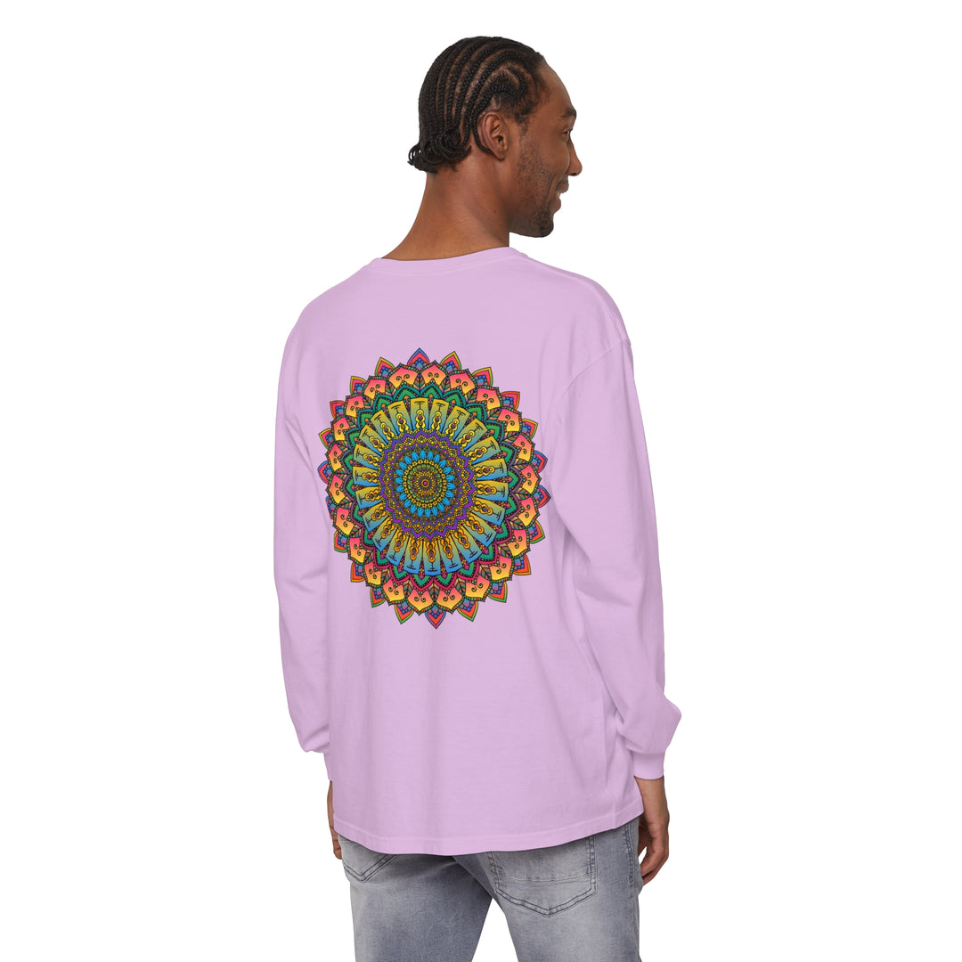 Intricate Mandala Unisex Long Sleeve T-Shirt with detailed geometric design