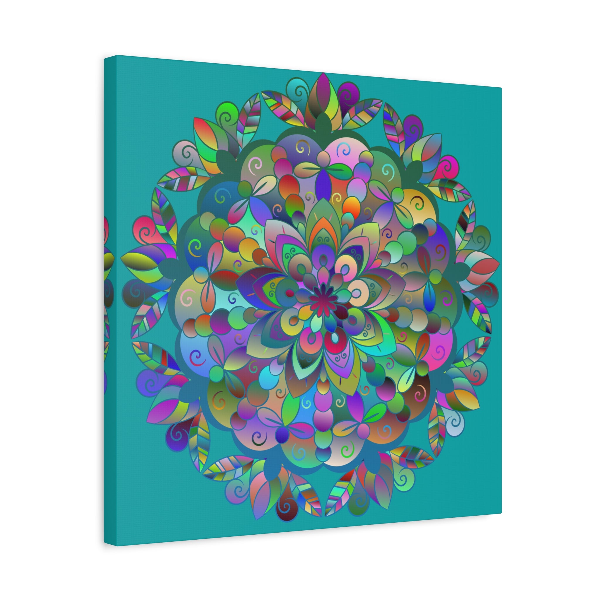 Stampa d'Arte su Tela Opaca Mandala Floreale Colorata — Tesa 3 cm