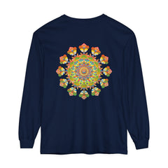Vibrant and colorful mandala long sleeve t-shirt with intricate and eye-catching art design