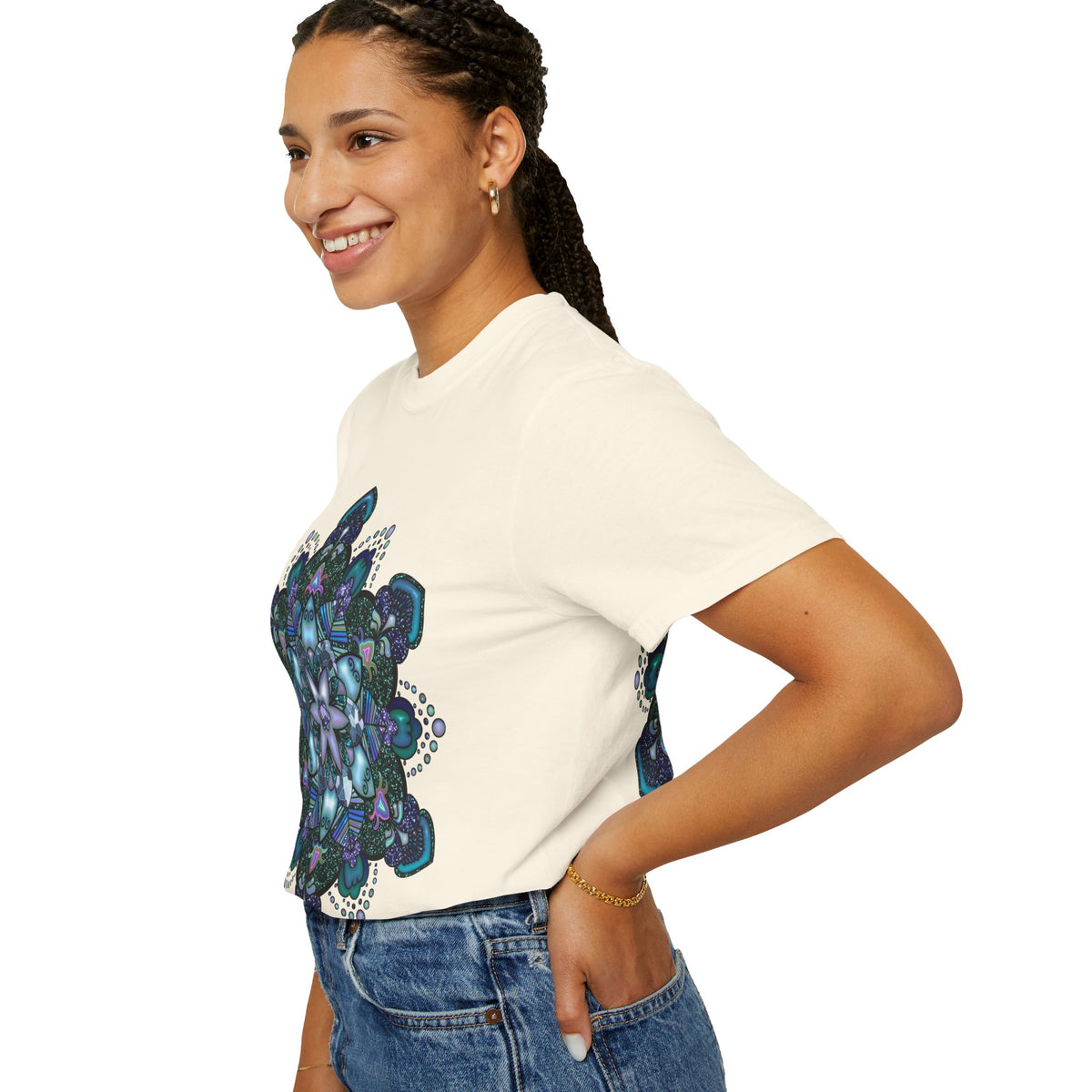 Mandala T-Shirt – Blue Purple Boho Geometric Floral Design
