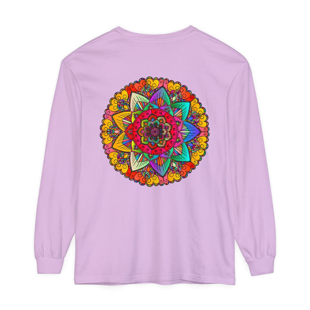 Vibrant Mandala Unisex Long Sleeve T-Shirt featuring intricate and colorful mandala design