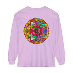 Vibrant Mandala Unisex Long Sleeve T-Shirt featuring intricate and colorful mandala design