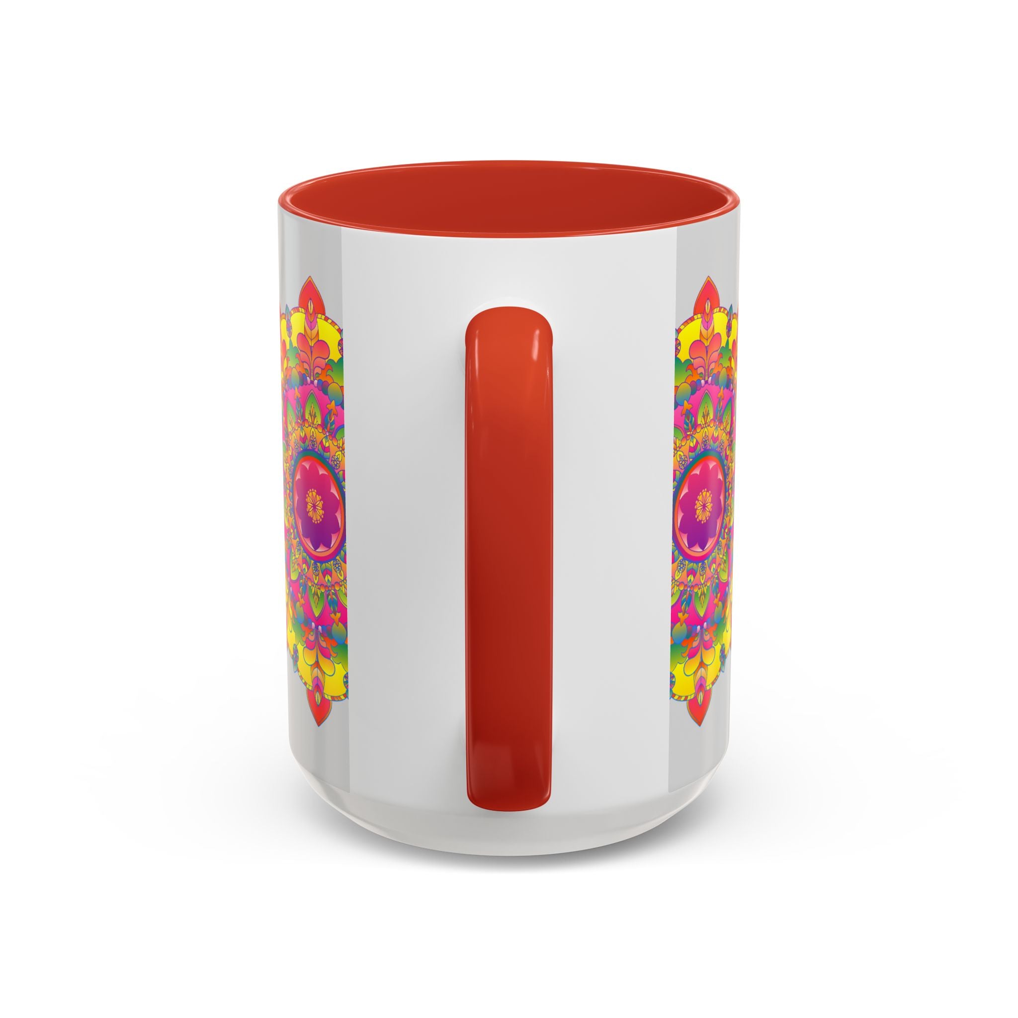 Beautiful and vibrant Mandala Mug - Vibrant Art on Grey showcasing an eye-catching mandala design