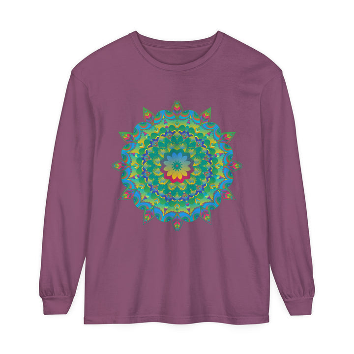 Colorful and intricate Psychedelic Mandala Long Sleeve T-Shirt with vibrant design