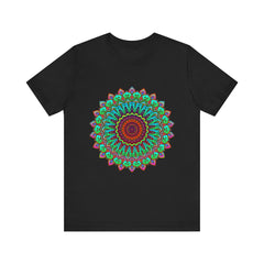 Vibrant Mandala Tee - Colorful Spiritual Art A beautiful, intricately designed t-shirt featuring a striking mandala pattern in bright, vibrant colors, perfect for expressing your spiritual and artistic side