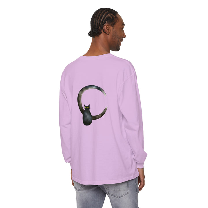 Black Cat Crescent Moon T-Shirt, a stylish and unique black shirt featuring a mystical crescent moon and a black cat silhouette design