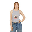 Feminine tank top with a delightful illustration of a dozing kitten