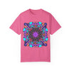 Unisex Mandala T-Shirt featuring hand-drawn mandala art, made from 100% ring-spun cotton and garment-dyed for extra comfort and style