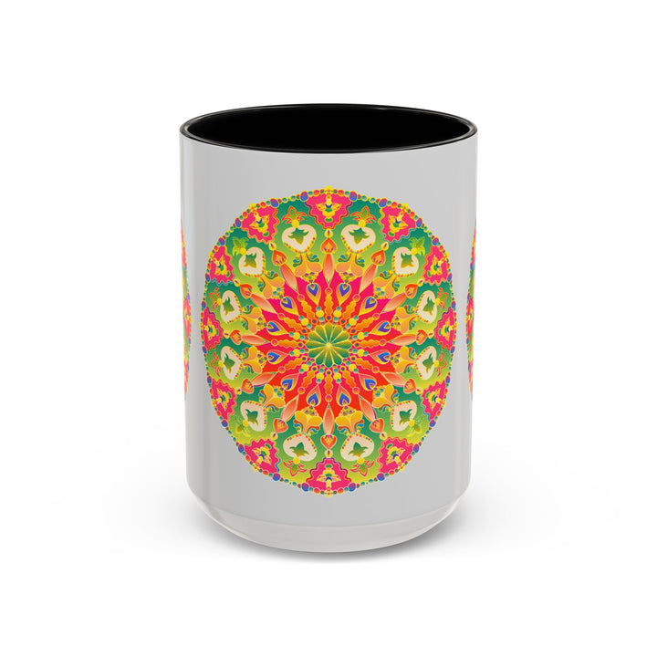 A vibrant and colorful mandala art mug, perfect for adding a pop of color to your morning routine