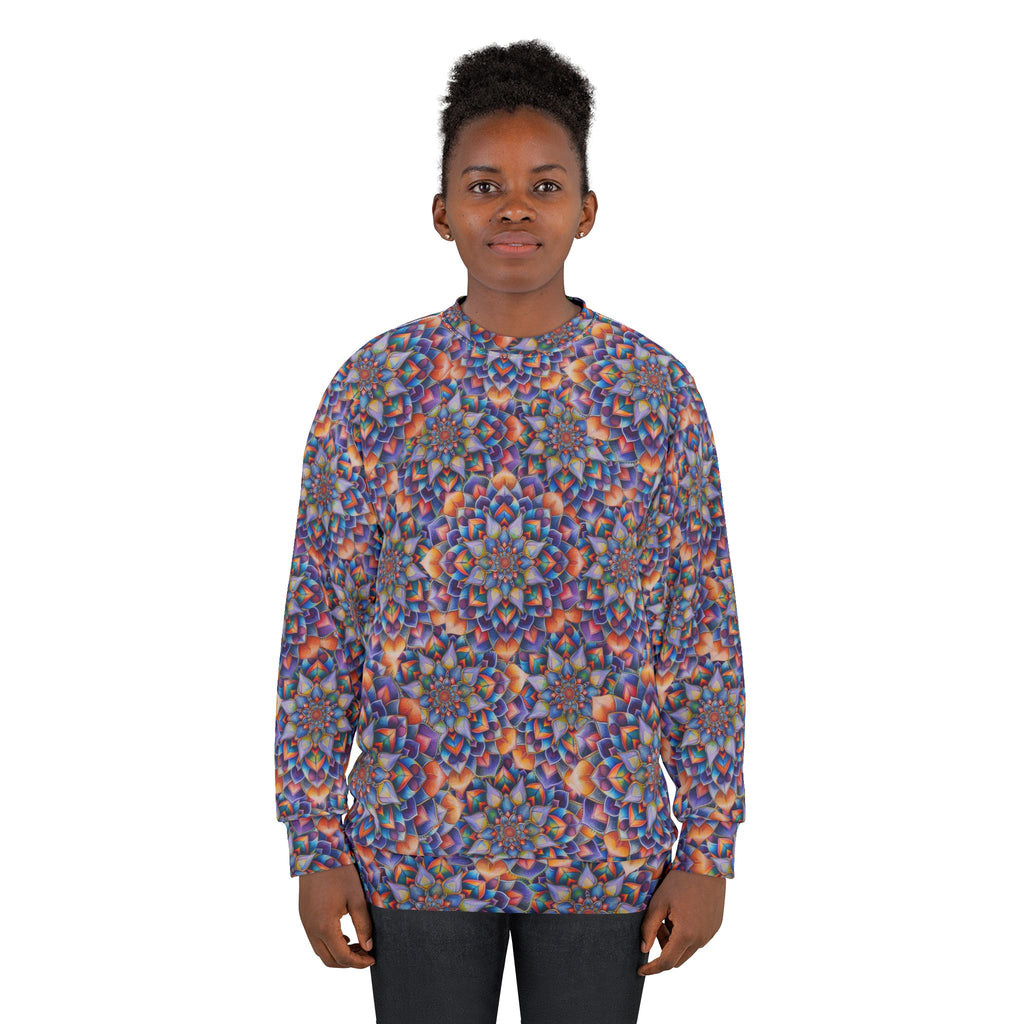 Sweatshirt mit Kaleidoskop-Blumenmuster und Allover-Print