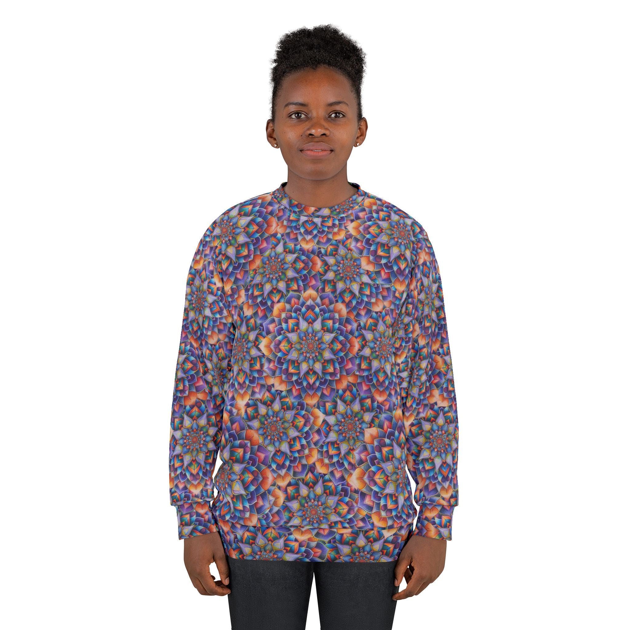 Sweatshirt mit Kaleidoskop-Blumenmuster und Allover-Print