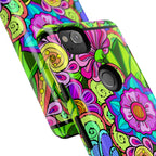 Floral Fantasy iPhone and Google Pixel Case in Bright Green Palette