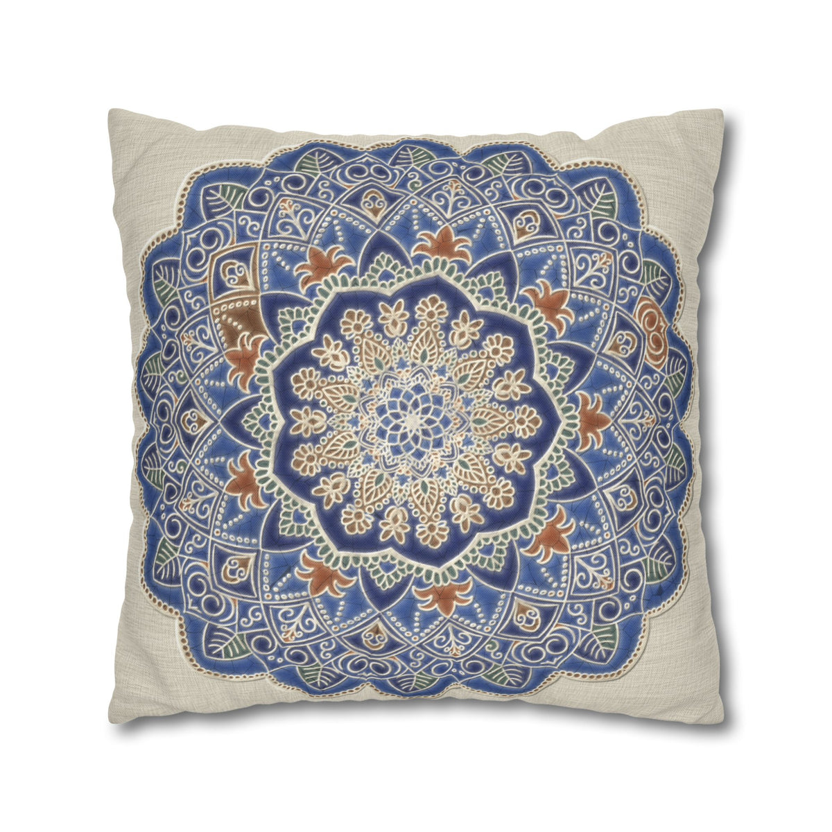 Federe quadrate Mandala blu