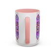  Chic cup showcasing a vibrant purple and gold mandala pattern 
