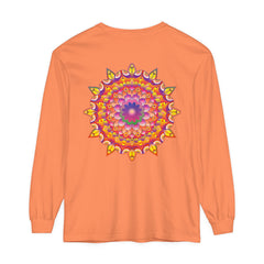A vibrant and colorful mandala design unisex long sleeve t-shirt