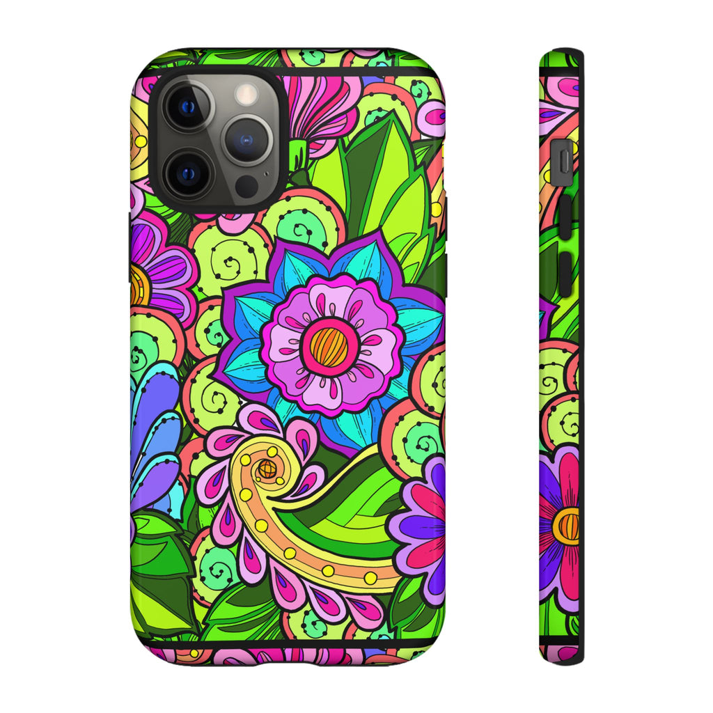 Floral Fantasy iPhone and Google Pixel Case in Bright Green Palette
