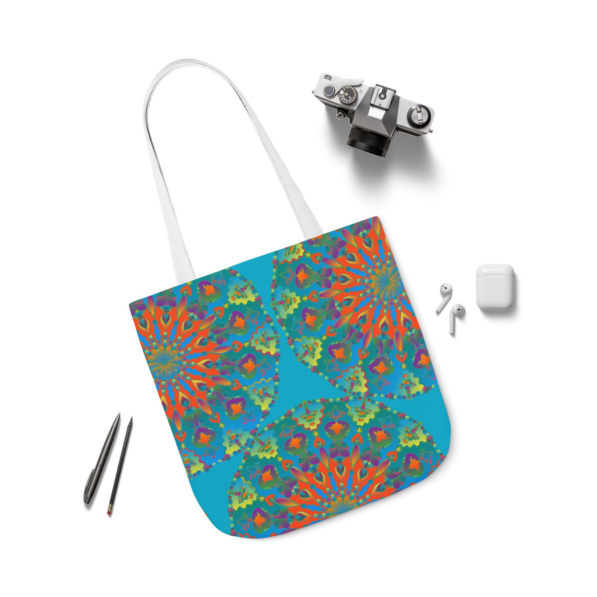 Canvas Tote Bag in Bright Tropical Colors for Summer Fun