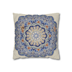 Federe quadrate Mandala blu