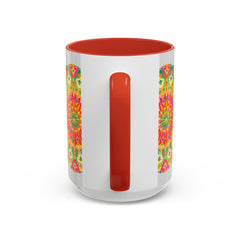 Colorful and vibrant mandala art mug with intricate and eye-catching design